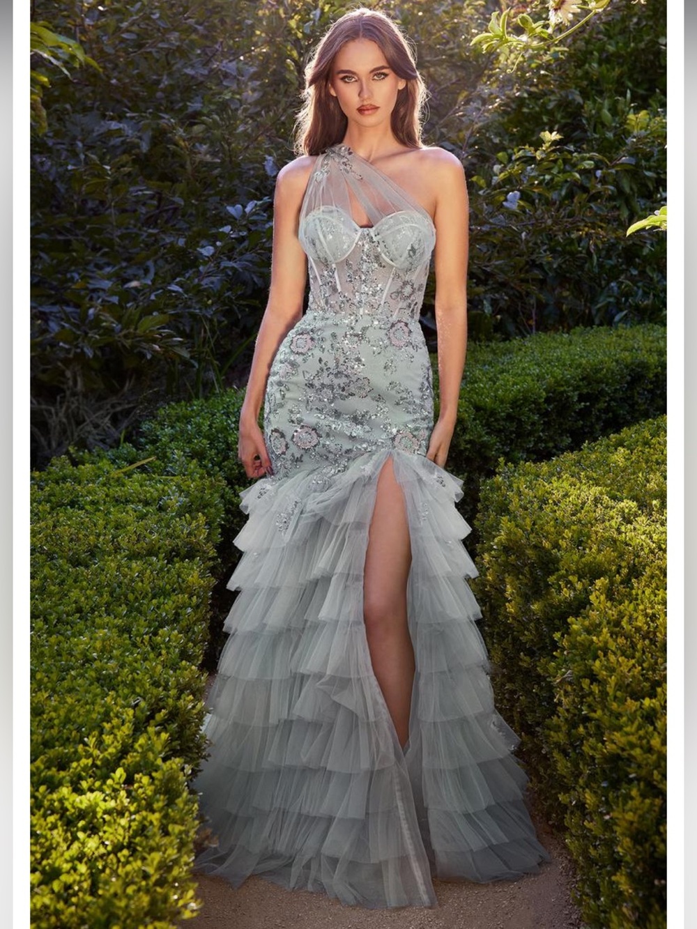 Andrea & Leo Couture A1260 Sequin & Beaded One-Shoulder Gown – Size 2